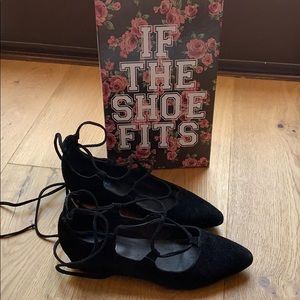 Jeffrey Campbell Black Suede Lace up Flats